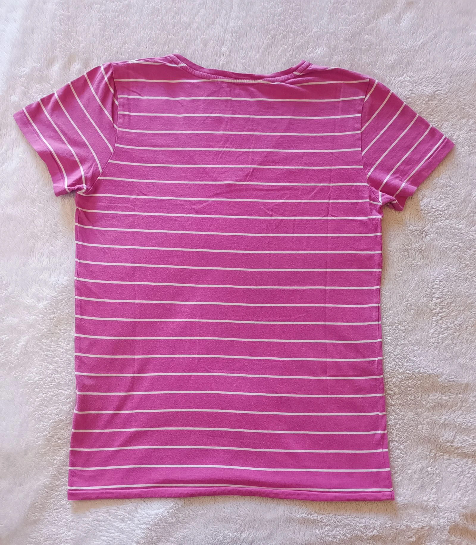 Women's Ralph Lauren high-top T-shirt size S in very good condition, fuchsia and white striped sailor color – photo 5